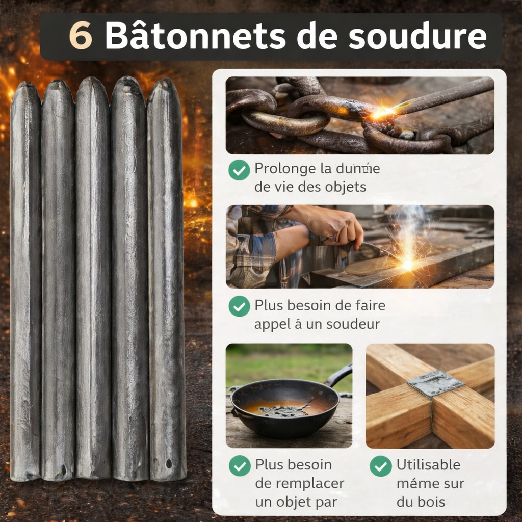 6 Bâtonnets de soudure